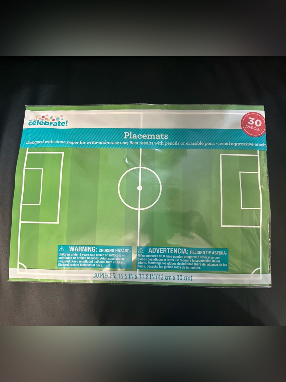 Green Soccer Field Placemats - Pack of 30 pcs